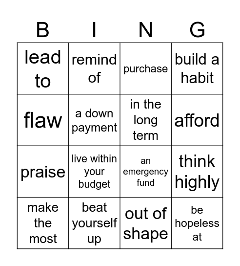 В2 REVIEW Bingo Card