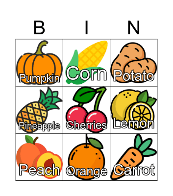 Food Bingo Card