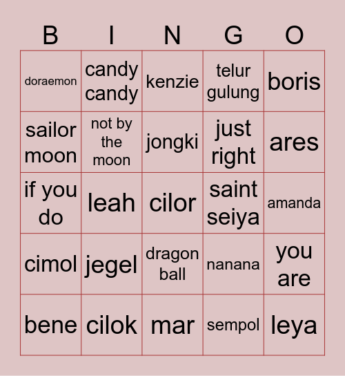 LEYA’s Bingo Card