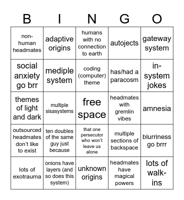 The A Collective Bingo Card