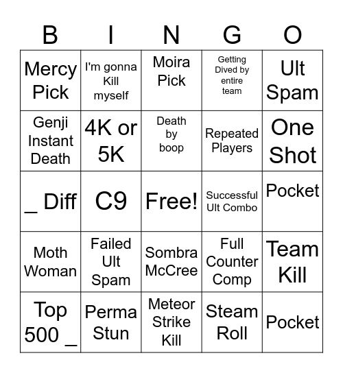 Overwatch Bingo Card