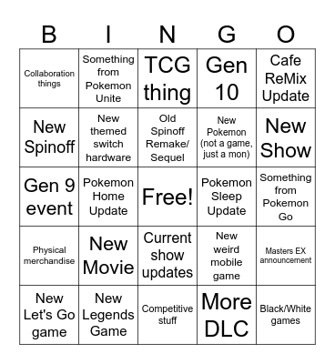 Porkymon Bingo Card