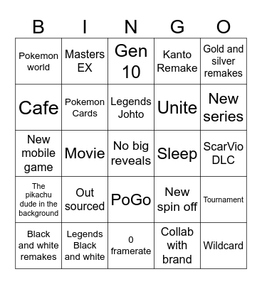 Pokemon Direct Feb 2024 Bingo Card