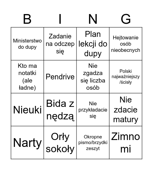 Bożenka bingo Card