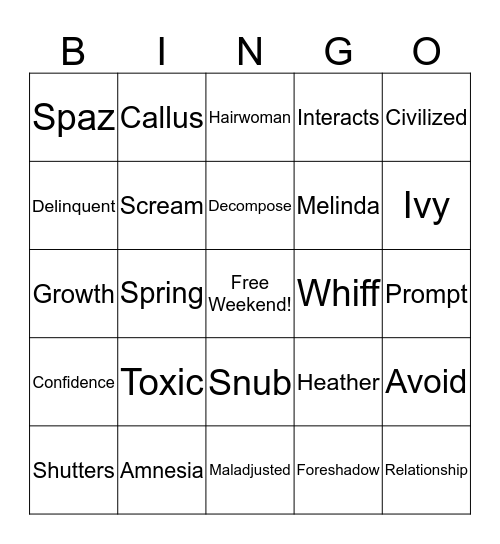 Speak Bingo Card
