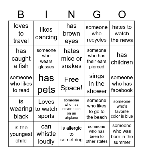 Adult ESL Bingo Card