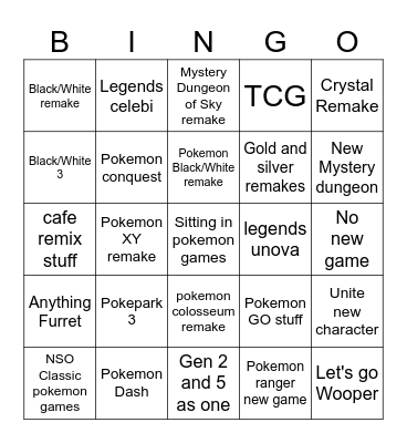 Pokemon Presents 2024 Bingo Card