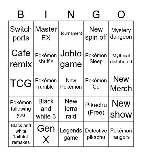 Pokémon Day 2024 Bingo Card