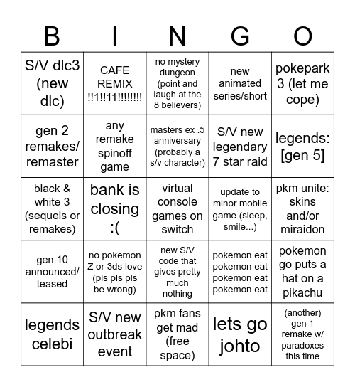 Pokemon Day 2024 Bingo Card