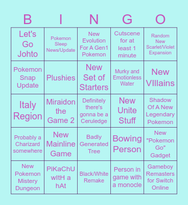 POKEMON DIRECT BINGO - by Claudio Bingo Card