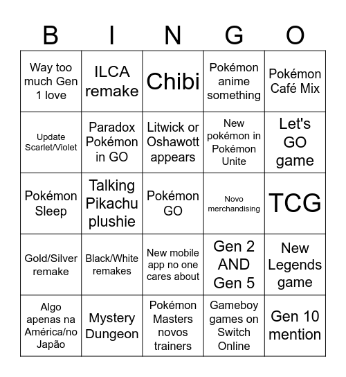 POKÉMON PRESENTS Bingo Card