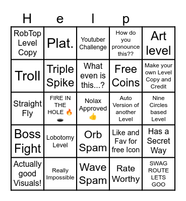 GD Recent Tab Bingo Card
