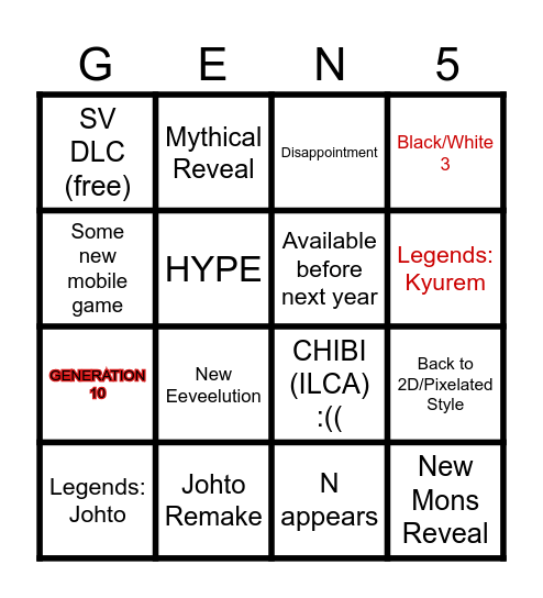 Pokemon Presents 2024 Bingo Card