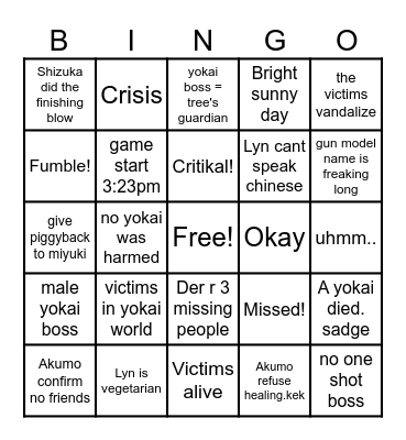 The Shrine of Enchanted Tree Bingo Card