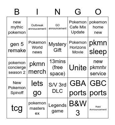 PKMN Day Bingo Card