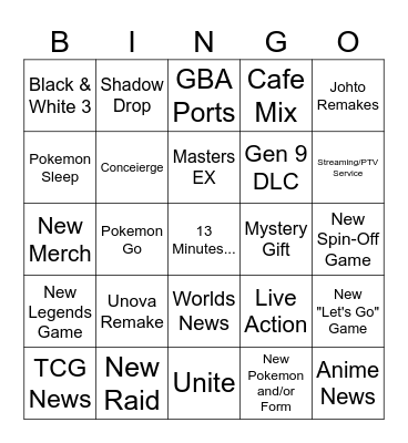 Pokemon Feb 27, 2024 Bingo Card