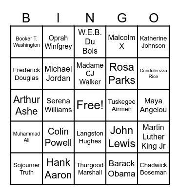 Black History Bingo Card