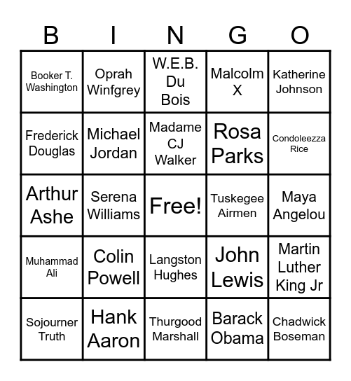 Black History Bingo Card