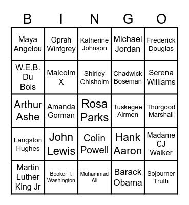 Black History Bingo Card