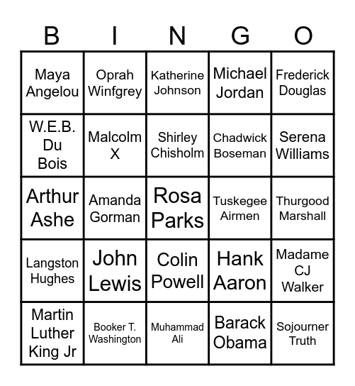 Black History Bingo Card