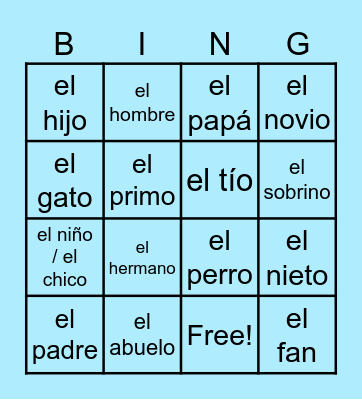 Family & People (m.) Bingo Card