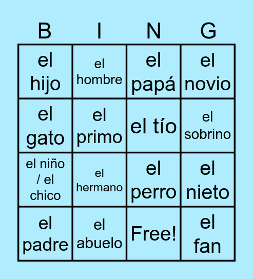 Family & People (m.) Bingo Card