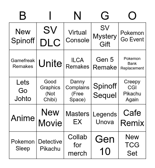 Pokemon Day 2024 Bingo Card