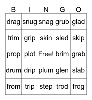 Mixed 2 letter C blends (pg.87) Bingo Card