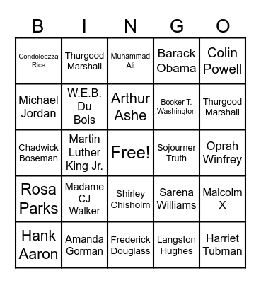 Black History Bingo Card