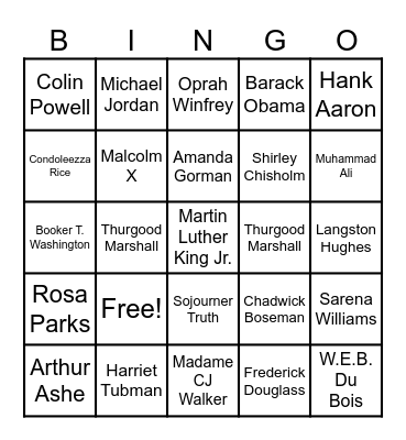 Black History Bingo Card