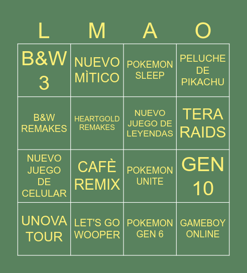 POKEMON DIRECT Bingo Card