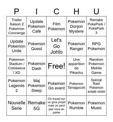 Pokemon Present Bingo Card