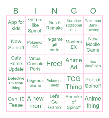 Pokemon Day 2024 Bingo Card