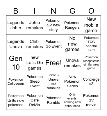 Pokemon Day Bingo Card