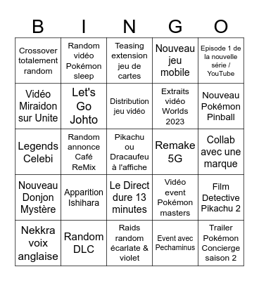 Pokémon Day 2024 Bingo Card