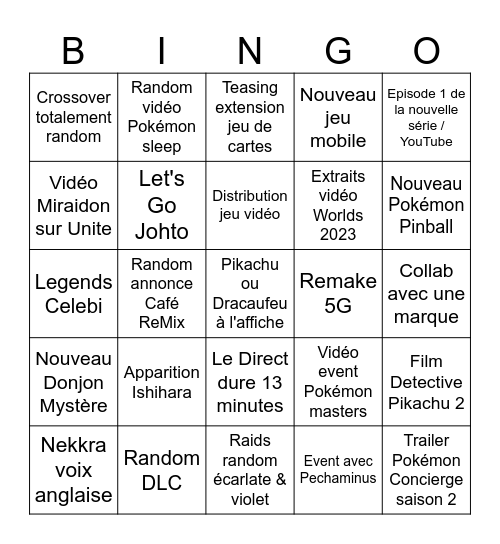 Pokémon Day 2024 Bingo Card