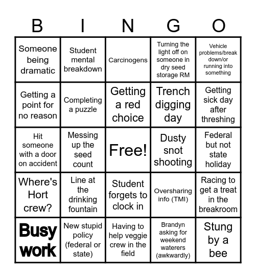 PI Station BINGO Card