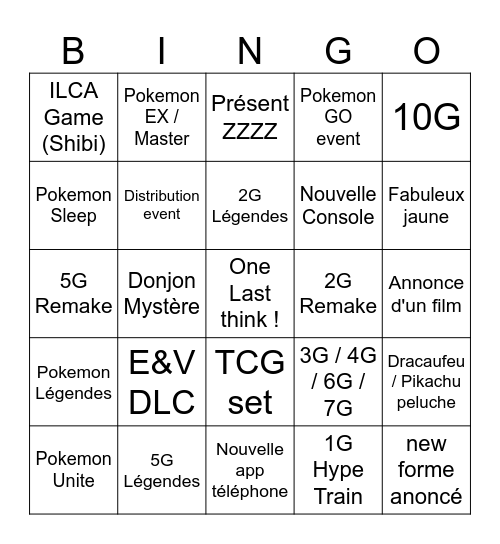 Pokemon Prense Bingo Card