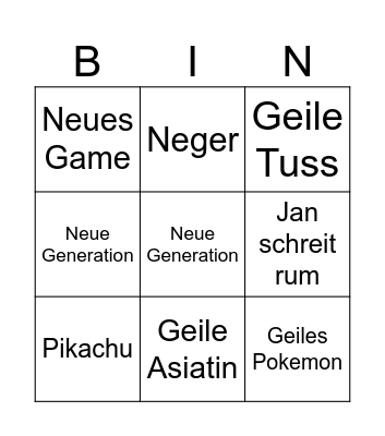 Pokemon Bingo Card