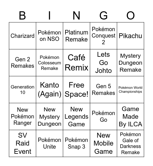 Pokémon Presents 27/02/2024 Bingo Card