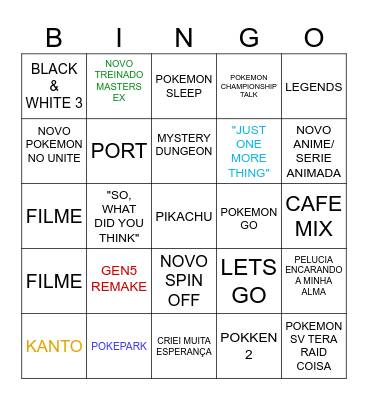 POKEMON PRESENTS Bingo Card