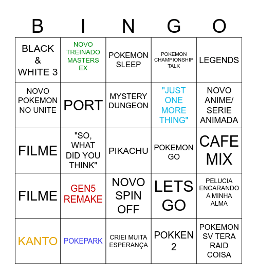 POKEMON PRESENTS Bingo Card