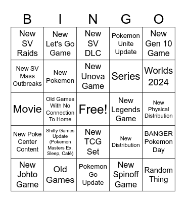 Pokemon Day 2024 Bingo Card