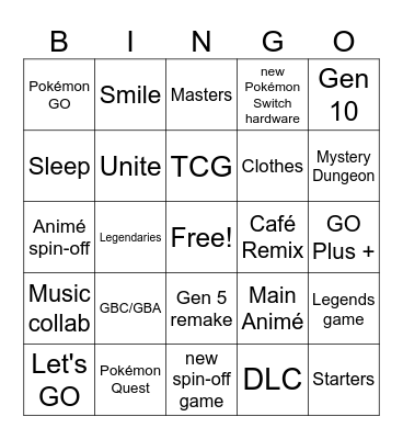 Pokémon presents 2024 Bingo Card