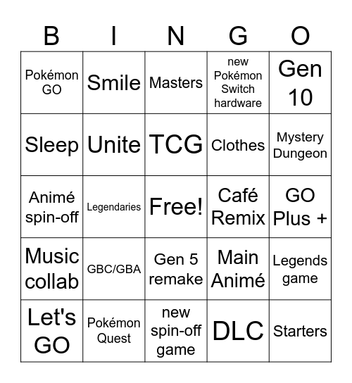 Pokémon presents 2024 Bingo Card