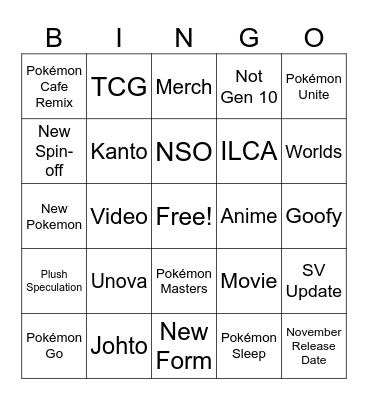 Pokémon Day 2024 Bingo Card