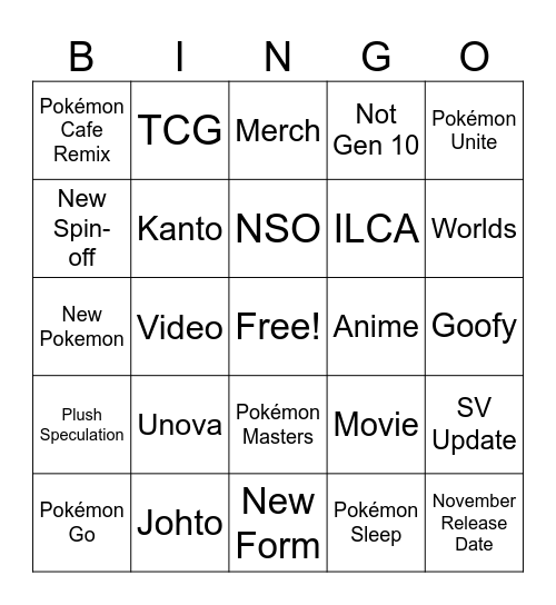 Pokémon Day 2024 Bingo Card