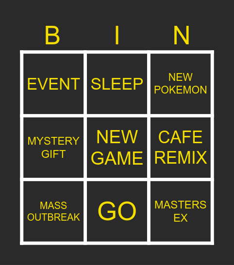 Pokemon Presents Bingo Card