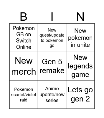 Untitled Bingo Card