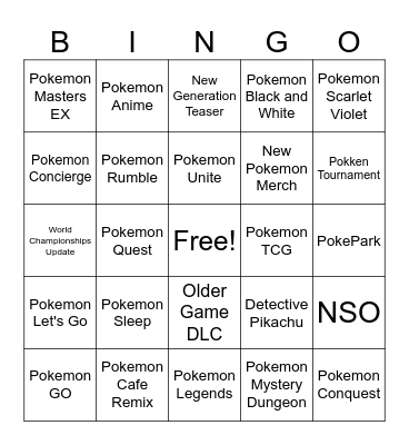 Pokemon Day 2024 Bingo Card